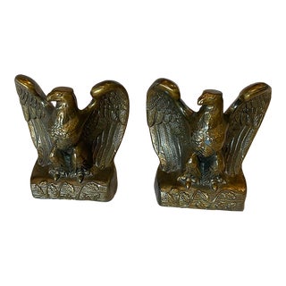 1970s Brass Eagle Bookends - a Pair For Sale