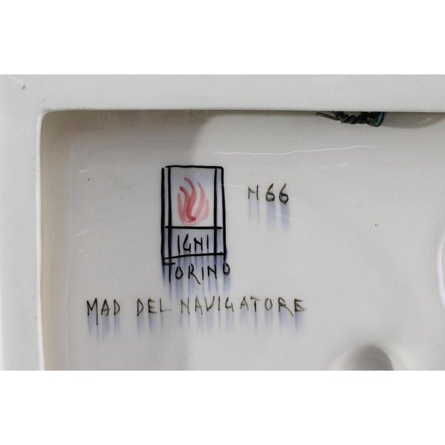 Madonna del Navigatore on Glazed Ceramic Bas-Relief by Igni Torino, Italy, 1940s For Sale - Image 10 of 11