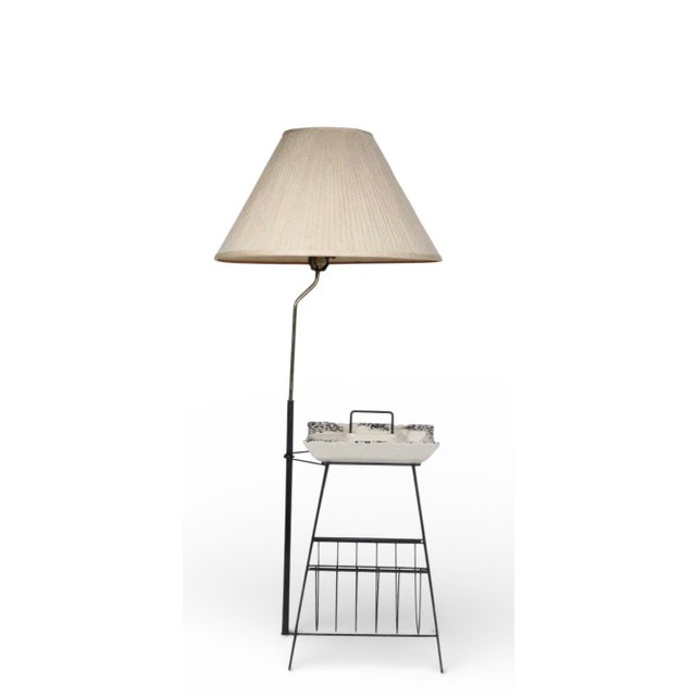 Mid 20th Century Mid Century Wrought Iron and Ceramic Floor Lamp Ashtray C. 1950's For Sale - Image 5 of 11