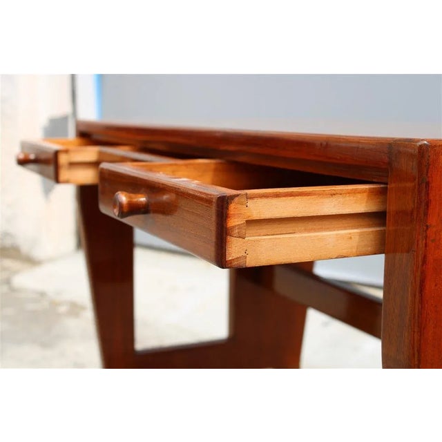 Small Vintage Walnut Desk with Laminated Top & Brass Tips by Gio Ponti For Sale - Image 10 of 18