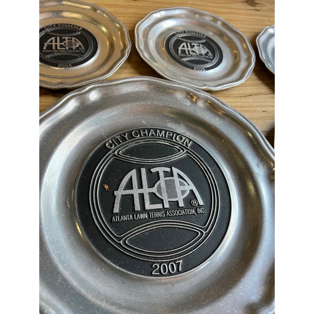 1970s Pewter Collection of Alta Tennis Plates- Set of 12 For Sale - Image 10 of 12