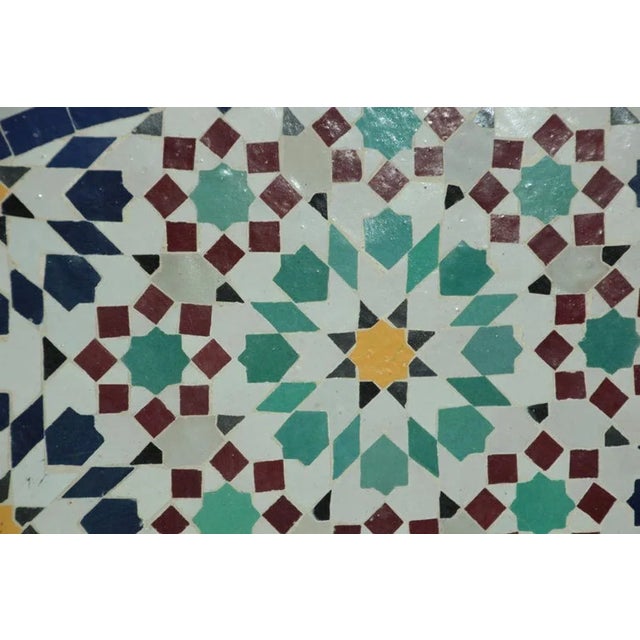 Moroccan Round Mosaic Outdoor Tile Table in Fez Moorish Design For Sale - Image 12 of 12