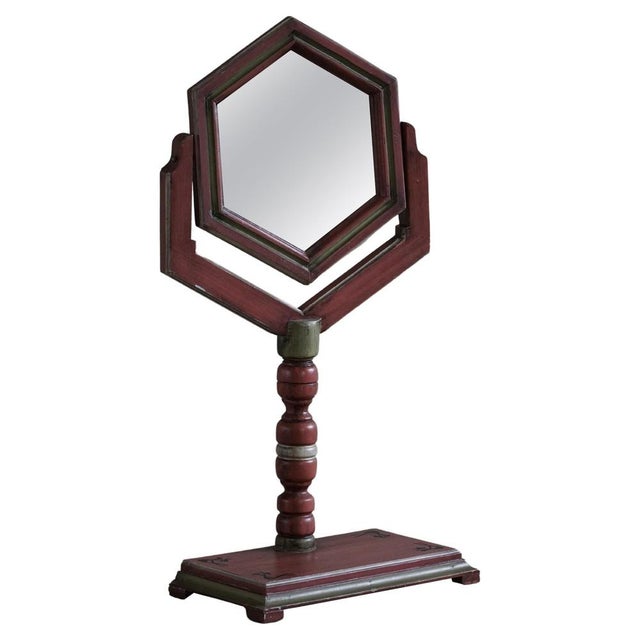 Swedish Folk Art Table Mirror in Pine, 1940s For Sale - Image 14 of 14