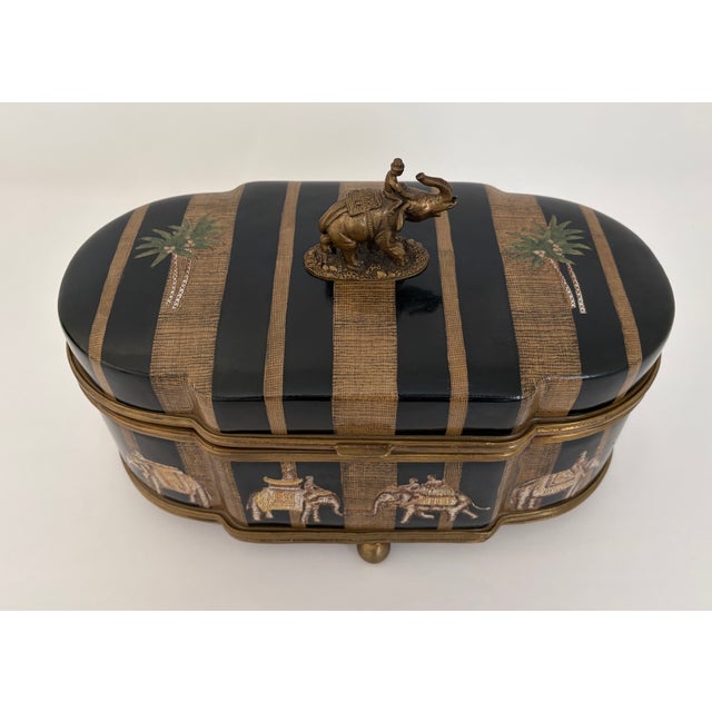 English Large Vintage Castilian Imports Elephant Procession Box For Sale - Image 3 of 13