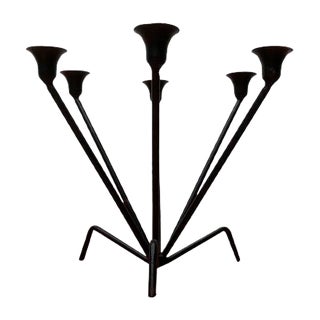 Mid-Century Metal String Style Tripod Candleholder For Sale