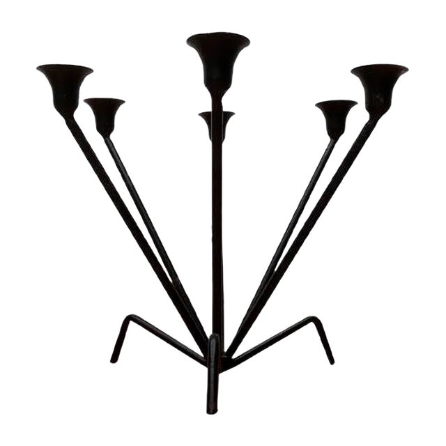 Mid-Century Metal String Style Tripod Candleholder For Sale