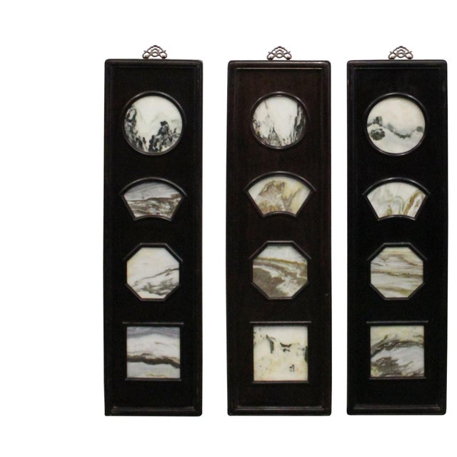 Chinese Rosewood Dream Stone Scenery Wall Panel Set 4 Pieces For Sale - Image 4 of 9