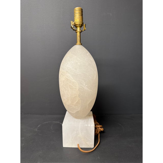 Transitional Visual Comfort Alabaster Versa Large Table Lamp For Sale - Image 3 of 10