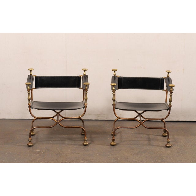 Mid 20th Century Curule Savonarola Chairs from Italy - A Pair For Sale - Image 9 of 11