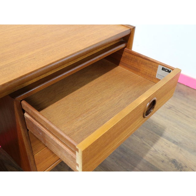 1960s Mid Century Modern Vintage Teak Vanity Desk Dresser by Bath Cabinets For Sale - Image 9 of 14