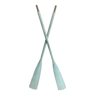 Vintage Aqua Oars in Original Paint, Pair For Sale