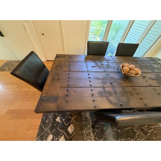 500 Year-Old Stunning Church Door Dining Room Table For Sale - Image 4 of 8