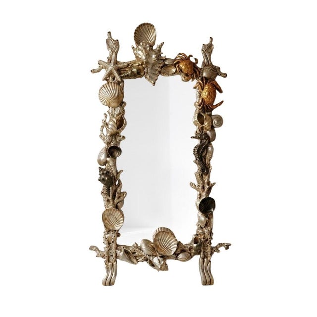 Wood Venetian Grotto Style Hand-Carved Shell Mirror For Sale - Image 7 of 7