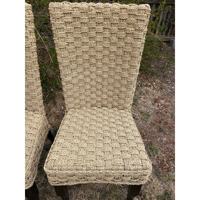 2000 - 2009 Pair of Handwoven Seagrass Dining Chairs | Organic Modern Coastal Style For Sale - Image 5 of 11