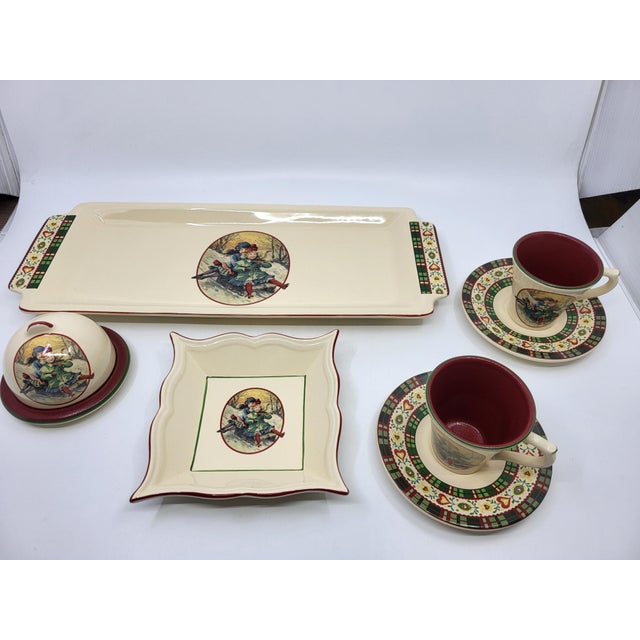 Saint Petersburg Collection Christmas Service from Niderviller Earthenware, France, 1990s, Set of 7 For Sale - Image 11 of 16