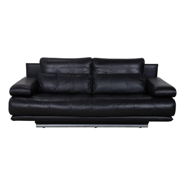 Model 6500 2-Seater Sofa in Black Leather from Rolf Benz For Sale