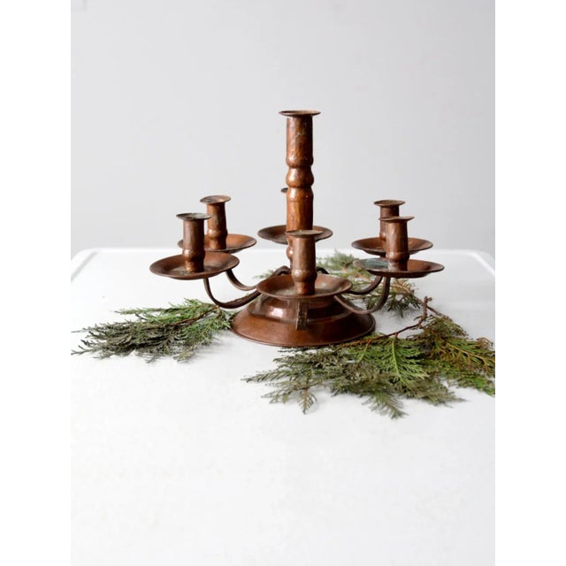 Farmhouse Antique Copper Candelabra For Sale - Image 3 of 10