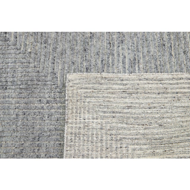 Handmade Modern Moroccan Style Wool Rug With Geometric Motif in Light Gray For Sale In New York - Image 6 of 9