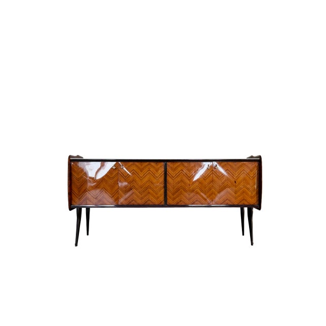 Vintage Italian Sideboard in Chevron Wood Veneer For Sale - Image 12 of 12