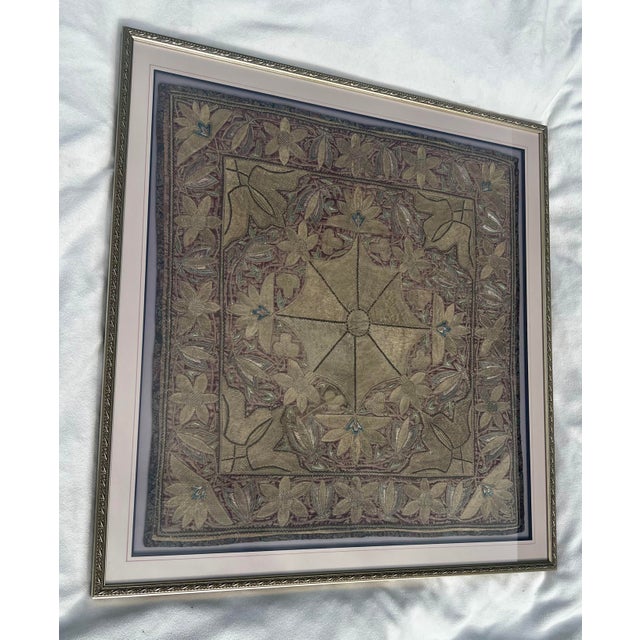 Large Antique Middle Eastern Bullion Goldwork Embroidery For Sale - Image 4 of 10