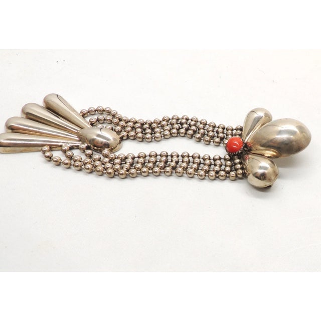 Vintage Pellini Italy Silvertone Faux-Carnelian Cabochon Brooch For Sale - Image 4 of 8