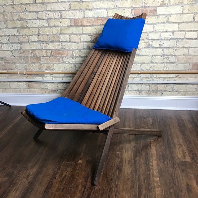 Mid-Century Modern Teak Slatted Folding Chair | Chairish
