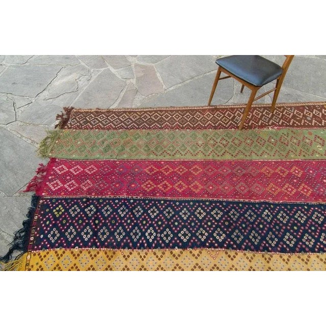 19th Century 1850s Antique Cecim Textile Floor Covering Allover Multi-Color Wool Handwoven Rug - 5’6” x 9’7” For Sale - Image 5 of 11