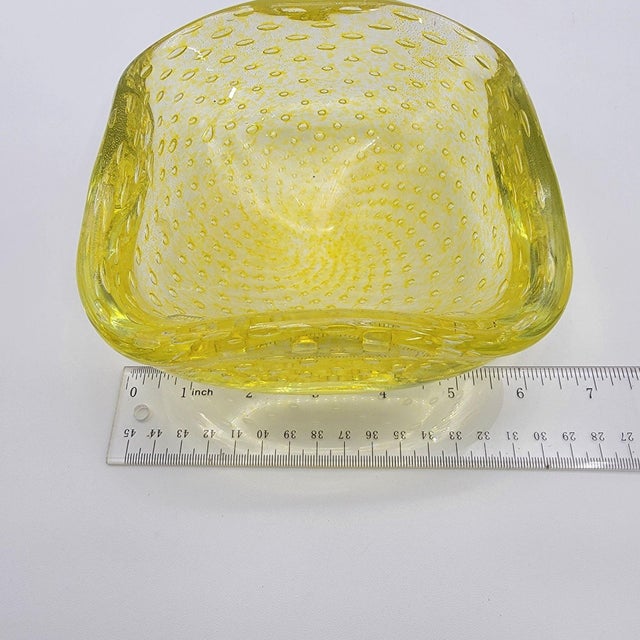 Carlo Scarpa Venini Mid-Century Murano Glass Bullicante Square Bowl For Sale - Image 10 of 11