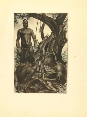 Emmanuel Gondouin, Africa, Hunters, Lithograph, 1930s