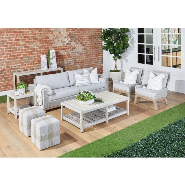 Wrap Outdoor Console Table, Taupe & White Flat Rope For Sale - Image 10 of 12