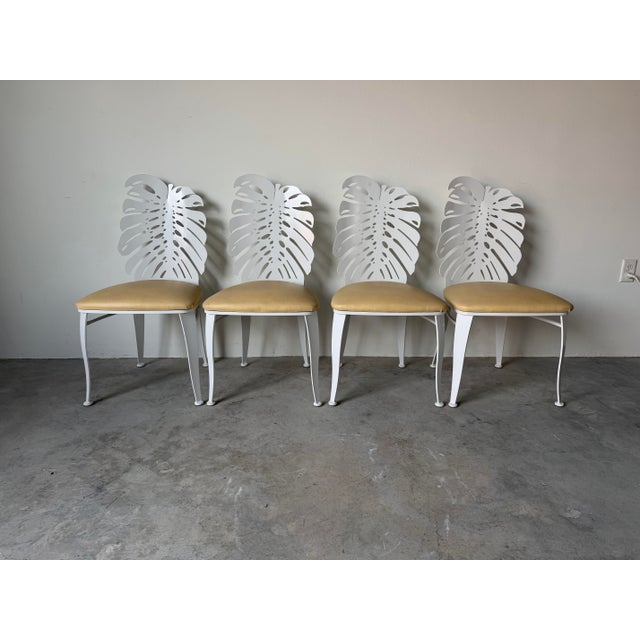 Johnston Casuals Monstera Leaf Back Indoor/Outdoor Metal Dining Chairs – Set of 4 For Sale In Miami - Image 6 of 12