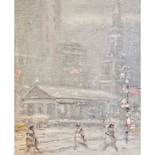 Johann Berthelsen -St. Paul in the Snow -New York City-1930s Oil Painting For Sale - Image 4 of 11
