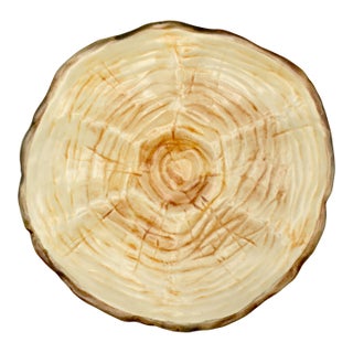 French Trompe l'Oeil Faux Bois Glazed Organic Oyster Plate For Sale