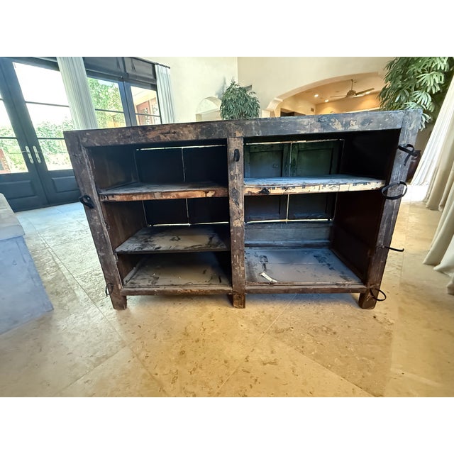 1930s Chinese Black Chinoiserie Painted Cabinet, Adapted for Media For Sale - Image 12 of 13