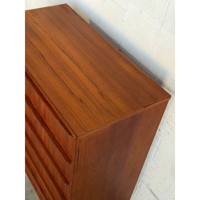 Wood Teak 6-Drawer Tallboy Dresser Danish Mid-Century Modern 1960s For Sale - Image 7 of 12