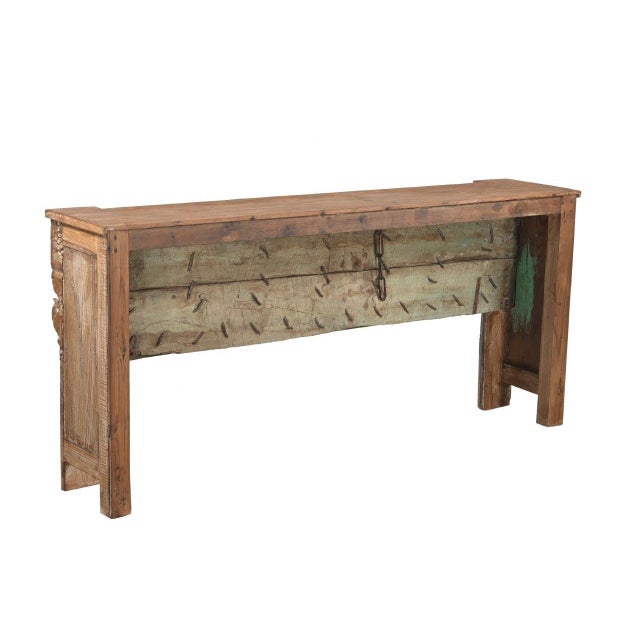 Console Table Constructed From Antique Indian Carved Elements and Reclaimed Wood For Sale - Image 4 of 4