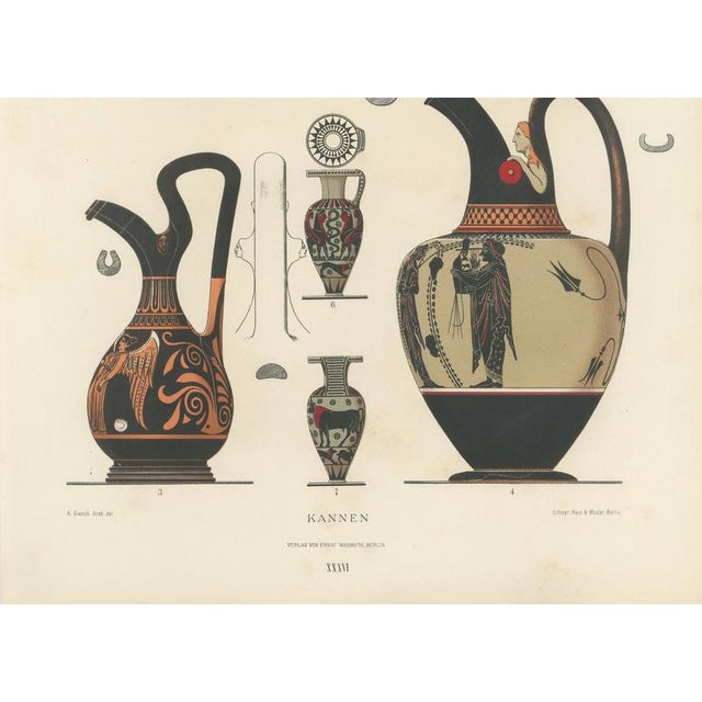 Albert Genick, Greek Jugs with Classical & Winged Figures, 1883, Lithograph For Sale - Image 9 of 12