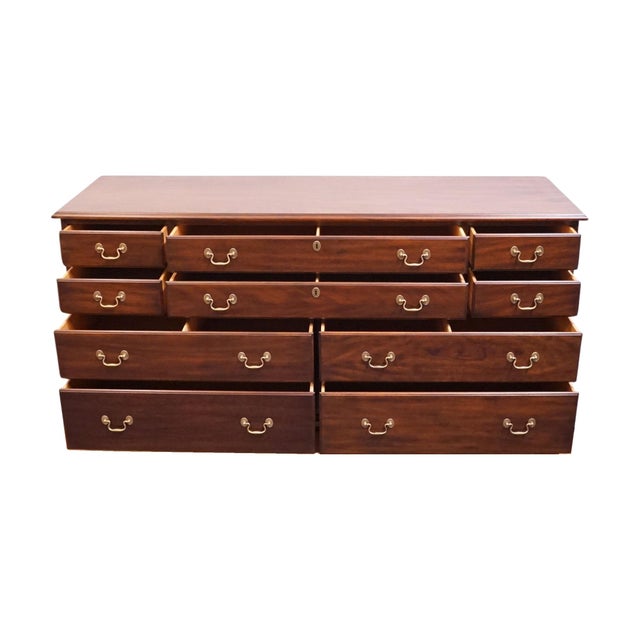 Late 20th Century Henkel Harris Virginia Galleries Solid Mahogany Traditional Style 66" Double Dresser 176-840 For Sale - Image 5 of 14