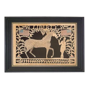 Liberty Reproduction Scherenschnitte Paper Cutting in Black and Gold Frame