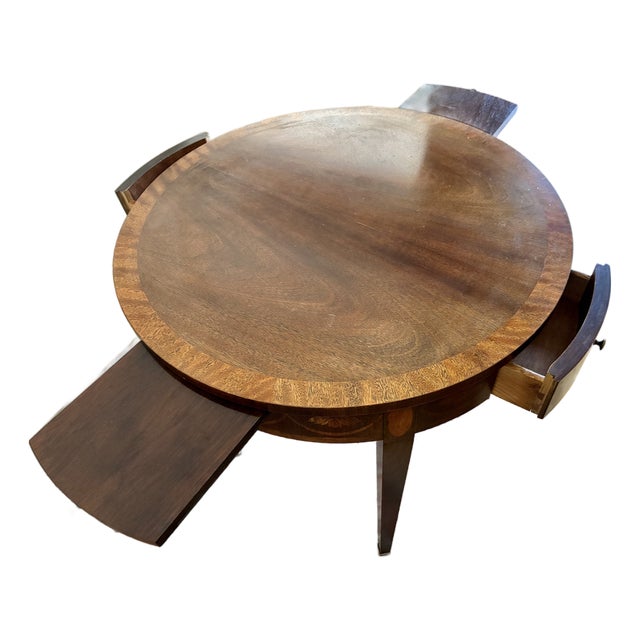 Late 20th Century Baker Furniture Federal Inlaid Mahogany Side Table For Sale