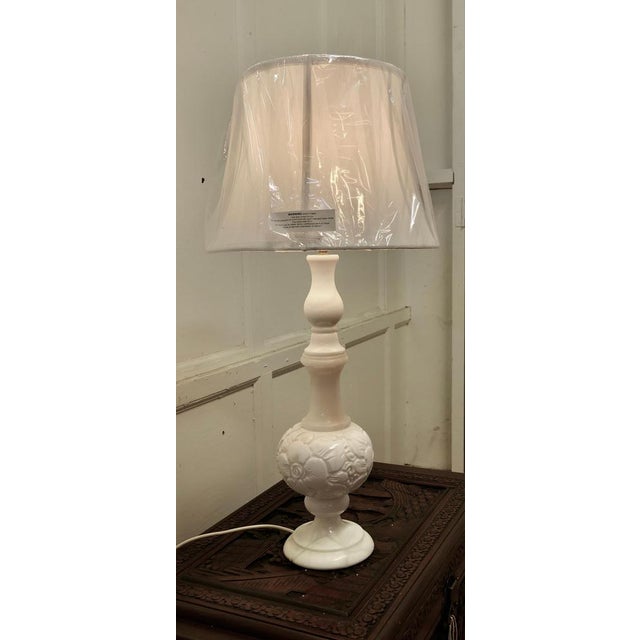 White Large Carved White Marble Bulbous Table Lamp, 1960s For Sale - Image 8 of 9