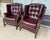 American Pair of Vintage Maroon Leather Wingback Chairs by Classic Leather For Sale - Image 3 of 17