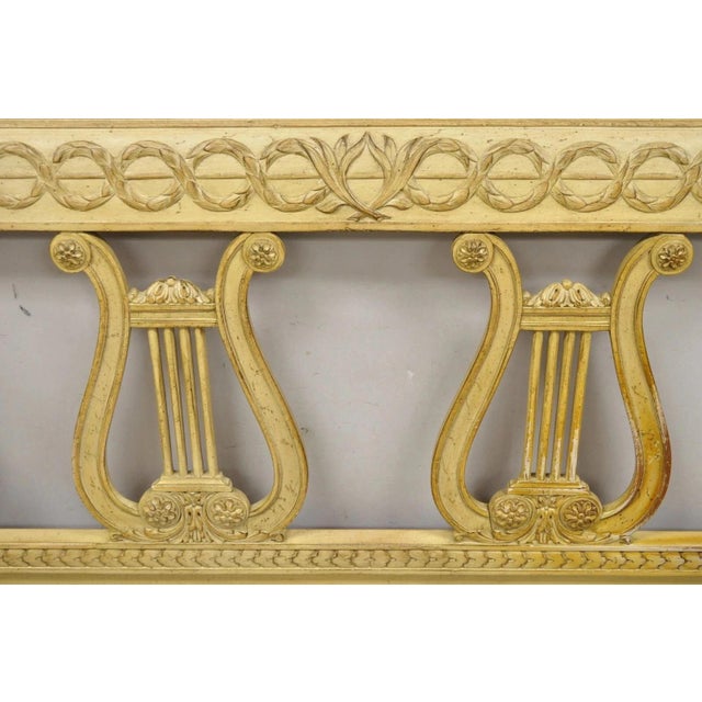 Vintage Italian Neoclassical Carved Lyre Harp Wooden King Size Bed Headboard For Sale In Philadelphia - Image 6 of 10