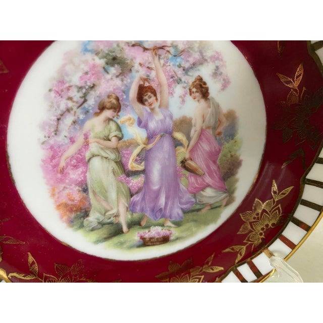 Ruby Red 1940's Mythological Scene Plates, Cico Bavaria Germany, Ruby & Gold, Set of 6 For Sale - Image 8 of 17