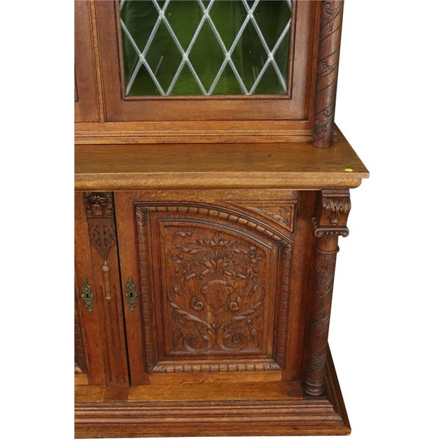 Brown Bookcase Mechelen Renaissance Oak Vintage 1930 For Sale - Image 8 of 11