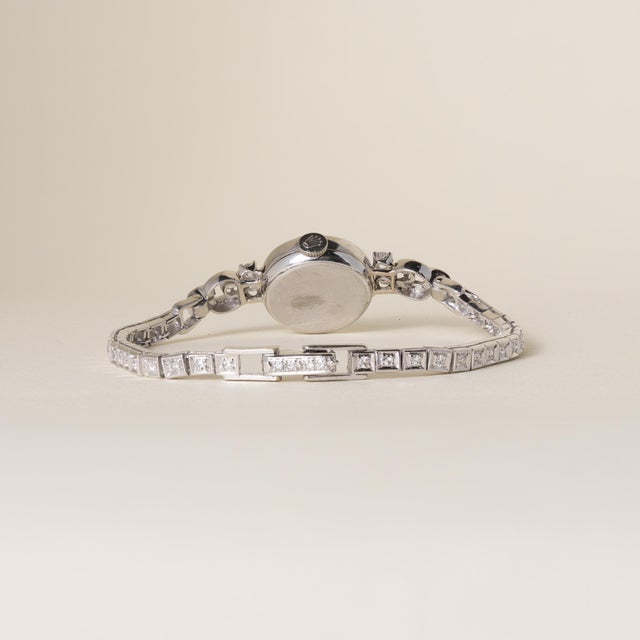 Modern Vintage Rolex 1.50 Carats Diamond Precision Platinum Ladies Cocktail Watch For Sale - Image 3 of 7