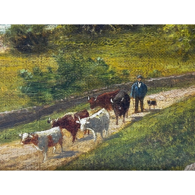 Wood Victorian Oil Painting Afternoon in Borrowdale Landscape Lake District by Stephen Enoch Hogley For Sale - Image 7 of 12