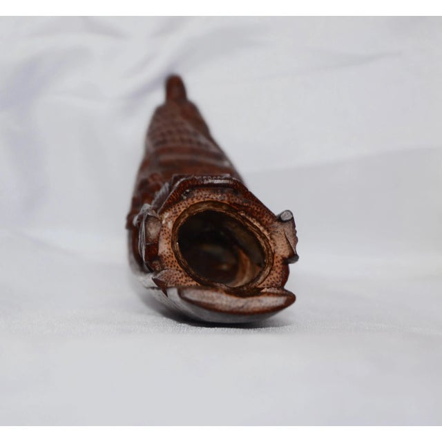 Wood Hand-Carved Sampan Incense Burner in Teak For Sale - Image 7 of 8