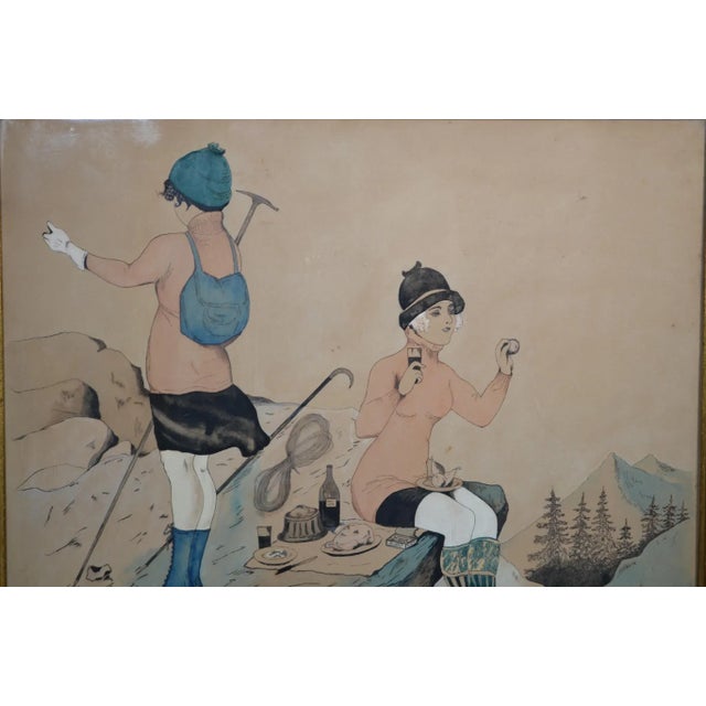 Art Deco French School of the 20th Century “The Mountaineers’ Picnic” For Sale - Image 3 of 10