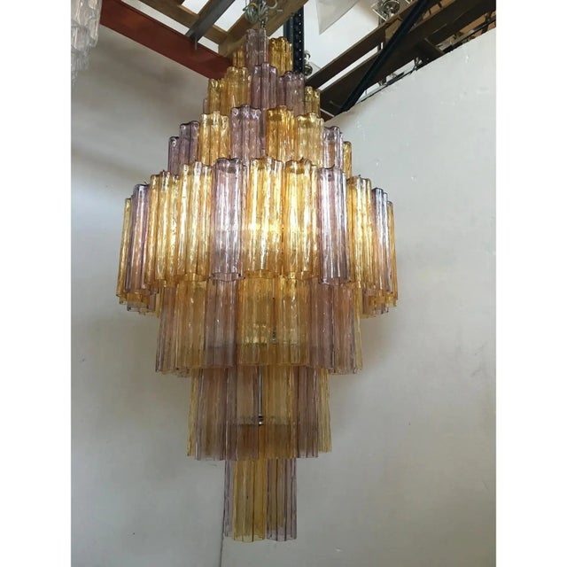Purple Murano Glass Amber and Violet Tronco Chandelier Venini Style by Simoeng for Simoeng For Sale - Image 8 of 10